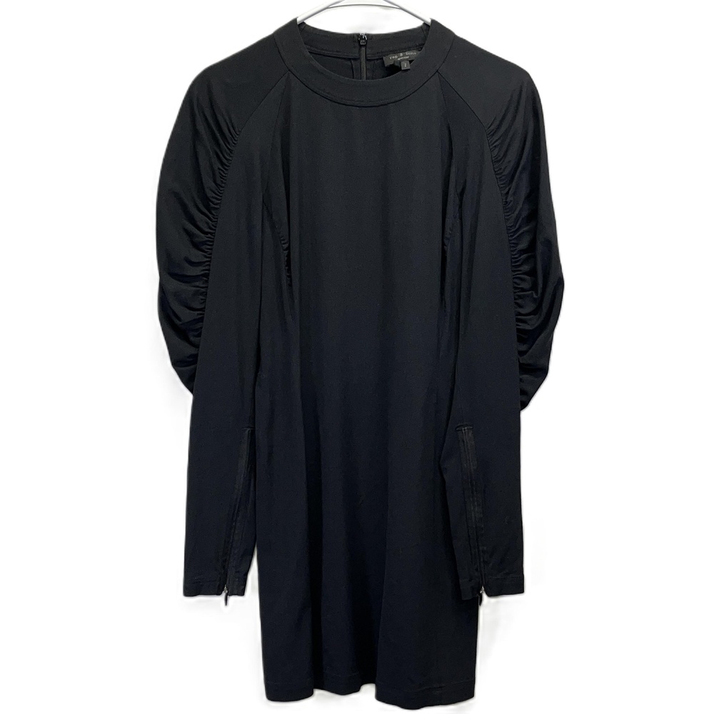 Rag & Bone Black Stephanie‎ Puff Ruched Sleeve Mini Dress Zipper Cuffs Size 2